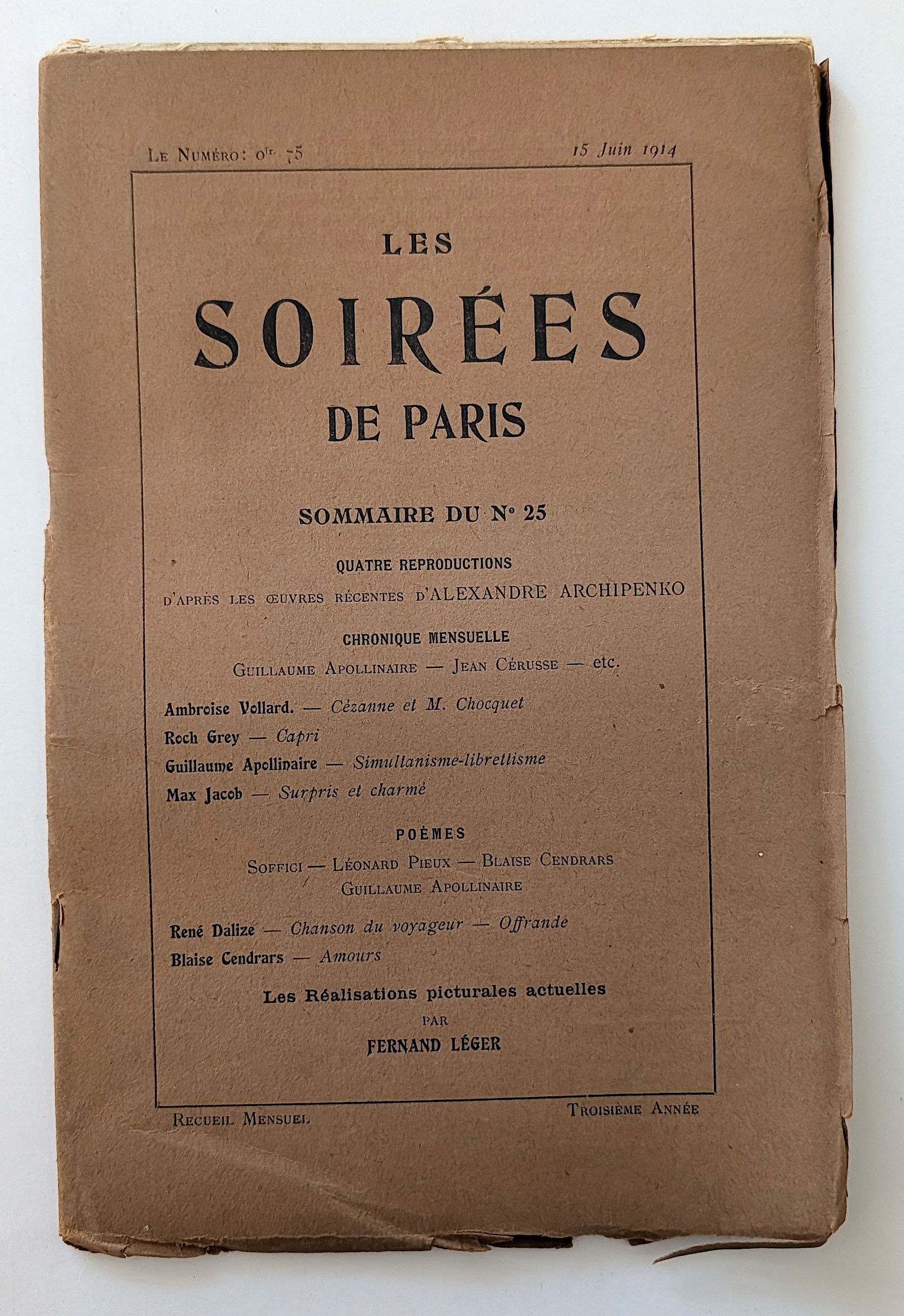 LES SOIREES DE PARIS. N° 25, 15 June 1914, Fernand Leger (1 of 5)
