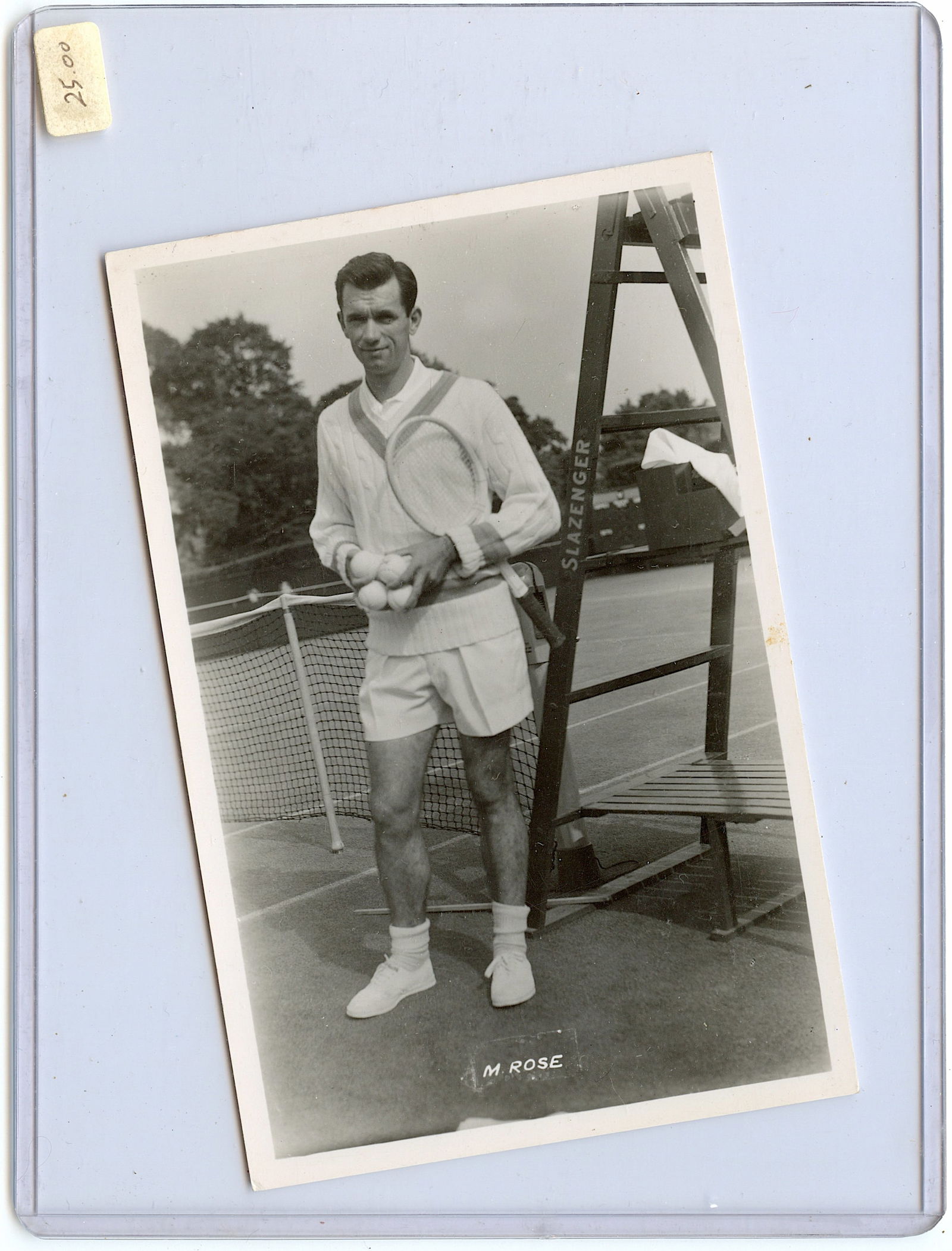 Vintage Ephemera Postcard Tennis Player M. ROSE: The provenance of this lot is from a quality collector in LA, California. We have included a quality scan to show it's actual condition. This lot is located in Boca Raton, Fl and its shipment will be