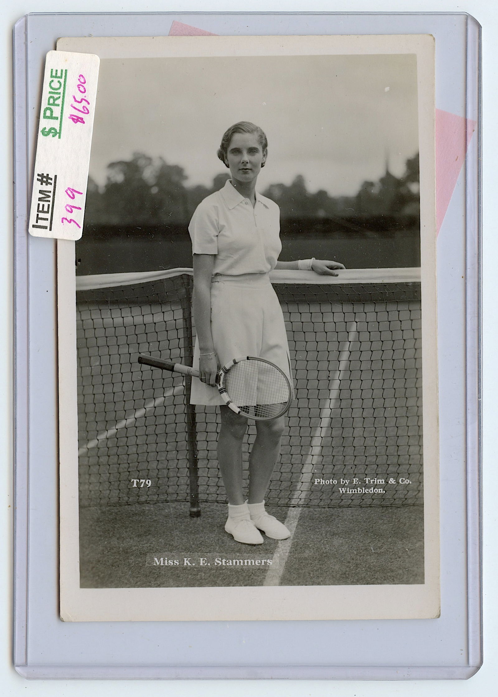 Vintage Ephemera Postcard Tennis Player Miss K. E. Stammers Wimbledon (1 of 2)