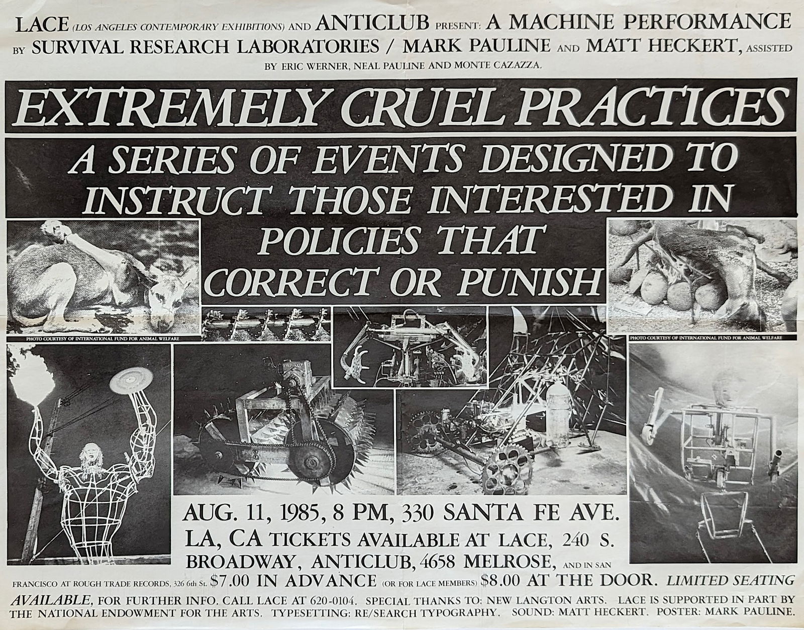 Vintage Original 1984 DADA Poster Sanf Francisco, CA - GINNY LLOYD: Ginny Lloyd, aka Gina Lotta, was born in Cambridge, Maryland, USA, in 1945. She got a Masters degree in Social Work at Syracuse University. She taught computer graphics at Ohlone College in Fremont, C
