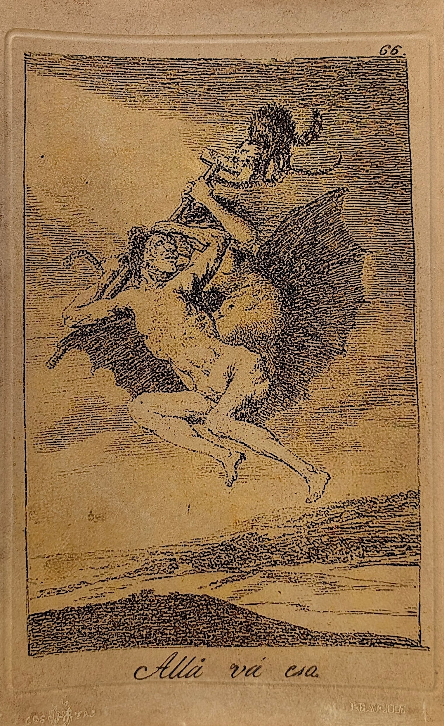 Plate 66 Titled "Allá vá esa" By Francisco Goya Serie Los Caprichos (1 of 4)