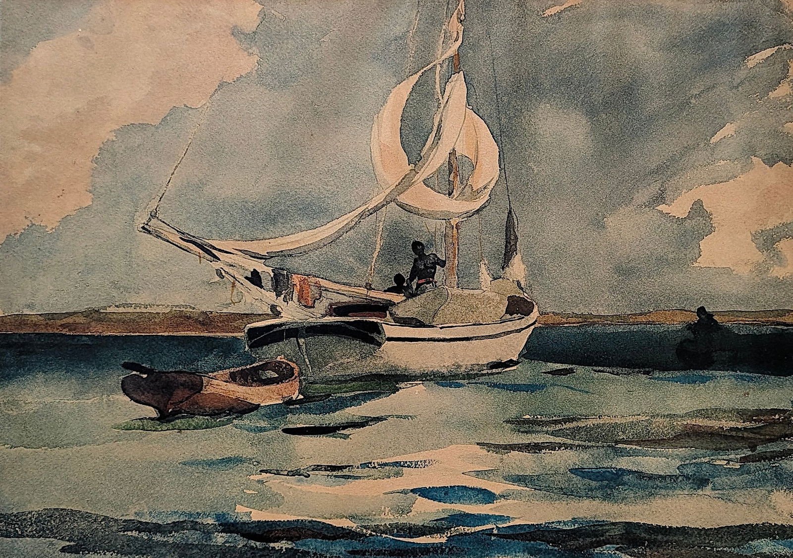Vintage Print Color Collotype WINSLOW HOMER Sloop Nassau (1 of 5)