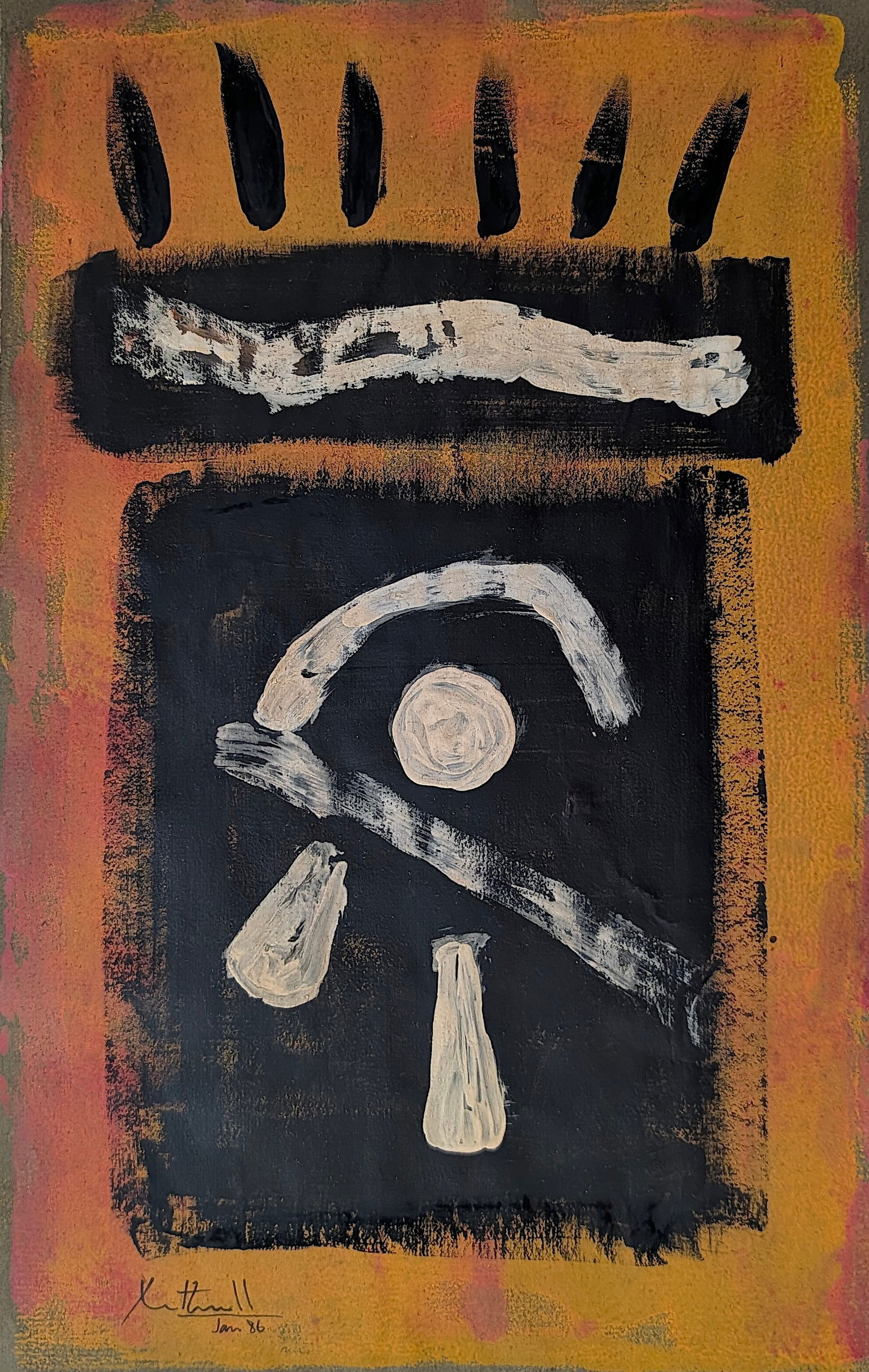 Vintage 1986 Abstract Expressionism Oil Painting Signed HOWELL ?: Provenance from the estate of a deceased collector in South Florida. The dimensions are Approx. 18" x 12". Because it was found without COA, it is sold as "After the Artist". We have included quality