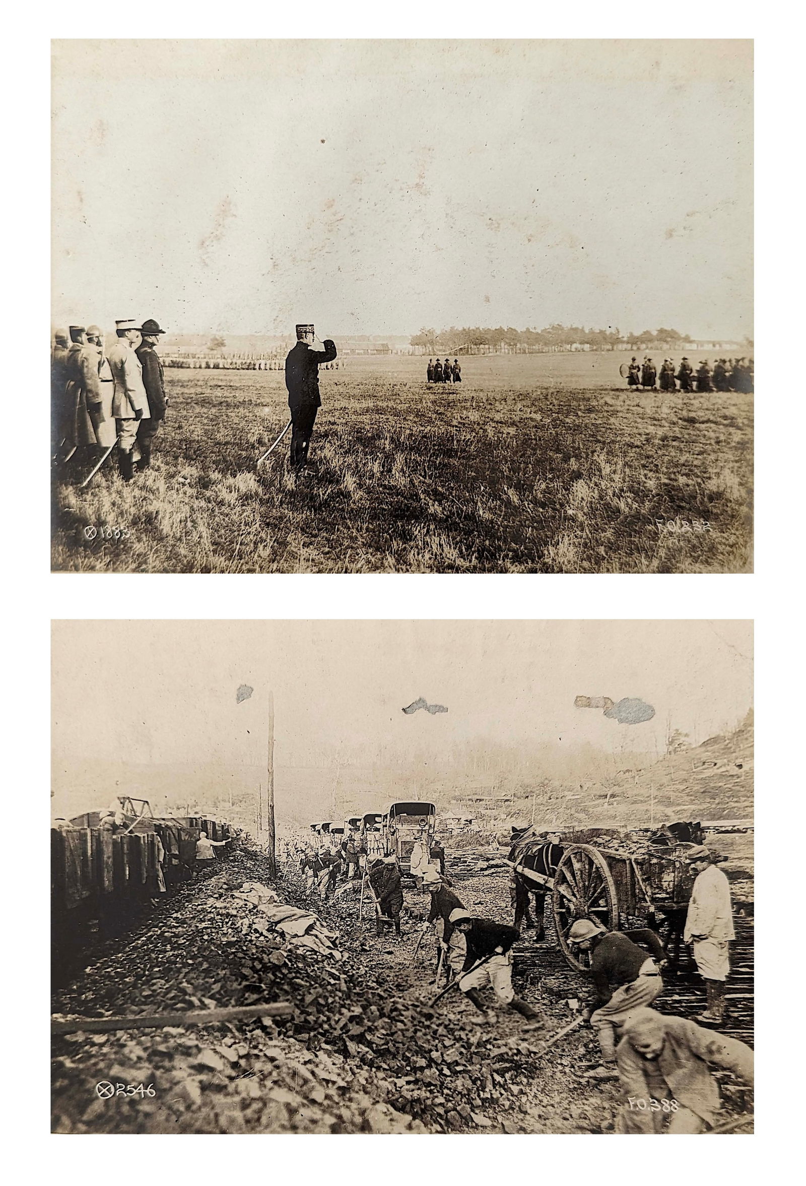 Vintage Pair Original Ca. 1910s Photos American Troops WWI: This lotincludes a scarce original pair of photographs and historical pair of original photographs of the allies troops during the WW1. Their provenance are from an antique album including original