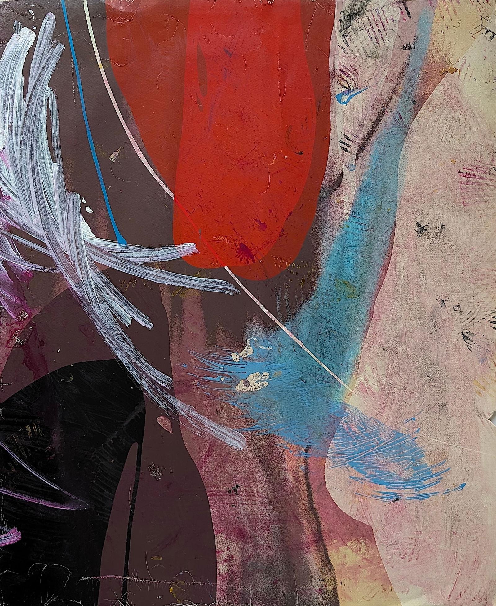 Vintage 20th C. Abstract Art Composition on Paper 20" x 30": The provenance is from the estate of a deceased art collector in Palm Beach, FL.. Artist to be researched. We have included quality images to show it's actual condition. This lot is located in Boca Ra