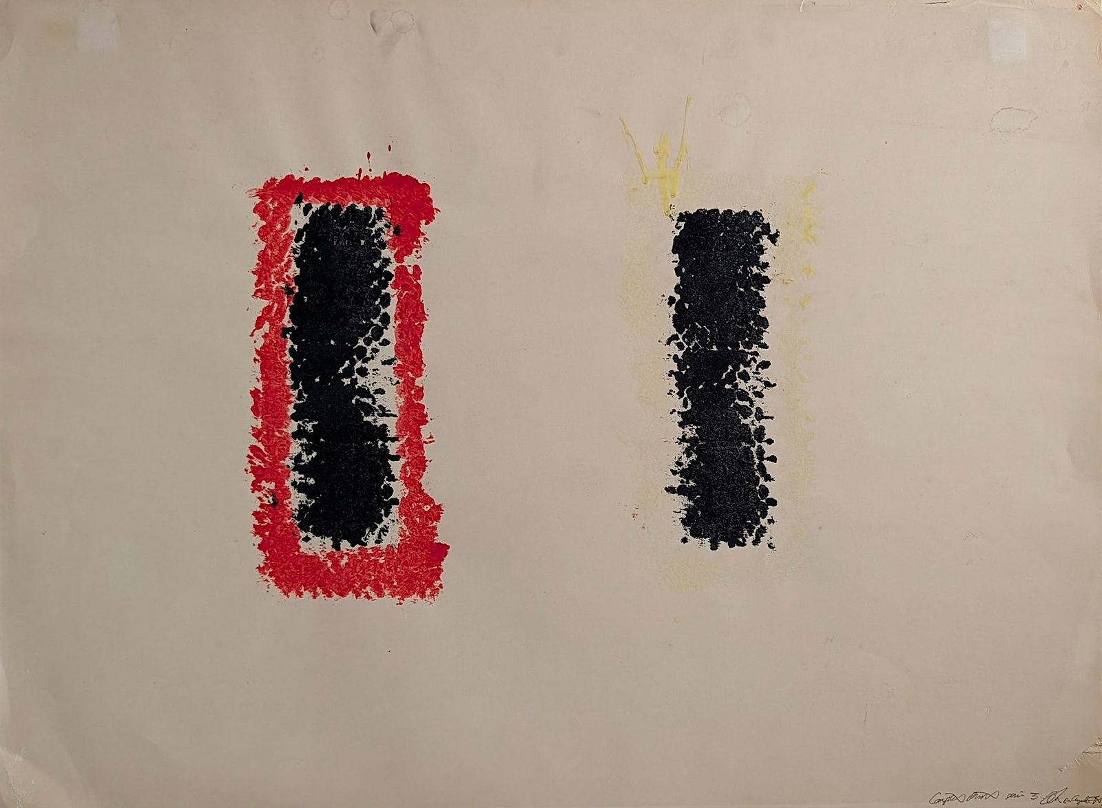 Vintage 20th C. Abstract Art Composition on Paper SIGNED 21" x 28.50": The provenance is from the estate of a deceased art collector in Palm Beach, FL.. Artist to be researched. We have included quality images to show it's actual condition. This lot is located in Boca Ra