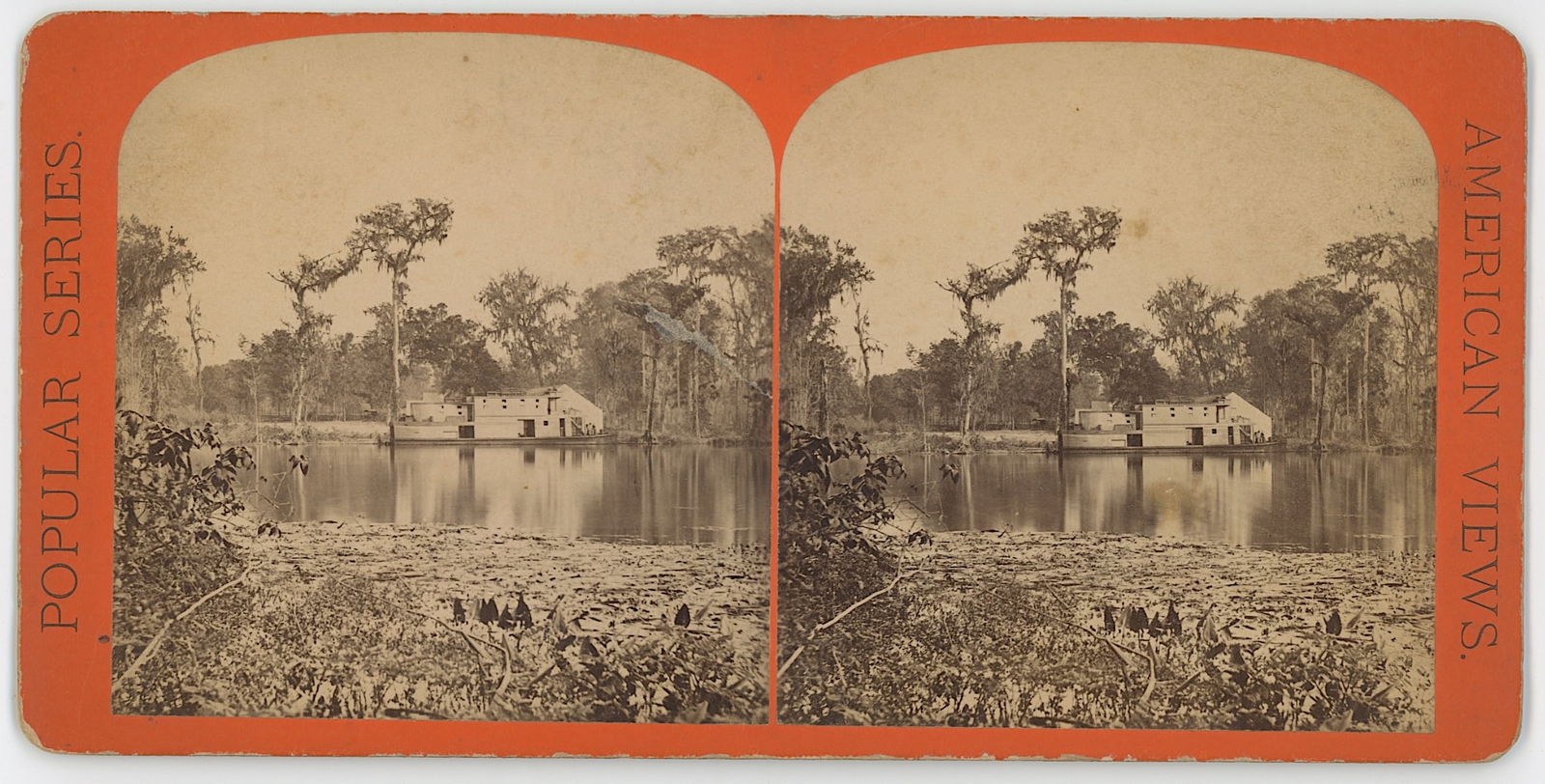 Vintage Antique Real Photo Stereoview Card OCKLAWAHA RIVER, FL: The provenance of this item is the forgotten (for many years) inventories of Artelisted. Most of these findings are vintage postcards and/or tradecards. The regular size of a postcard/tradecard is app