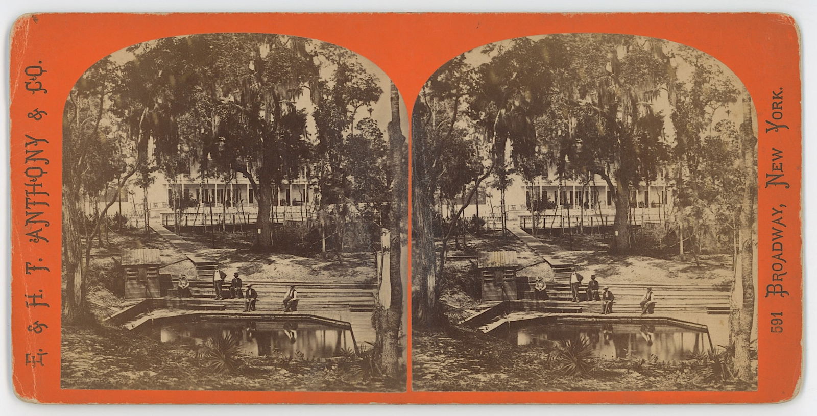 Vintage Antique Real Photo Stereoview Card THE SPRINGS, FL: The provenance of this item is the forgotten (for many years) inventories of Artelisted. Most of these findings are vintage postcards and/or tradecards. The regular size of a postcard/tradecard is app