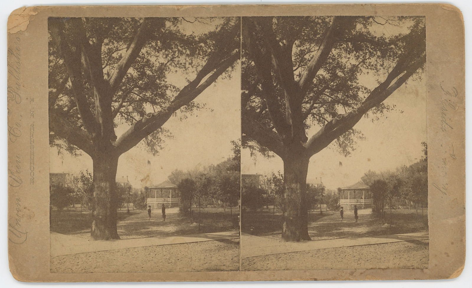 Vintage Antique Real Photo Stereoview Card PUBLIC PARK: The provenance of this item is the forgotten (for many years) inventories of Artelisted. Most of these findings are vintage postcards and/or tradecards. The regular size of a postcard/tradecard is app