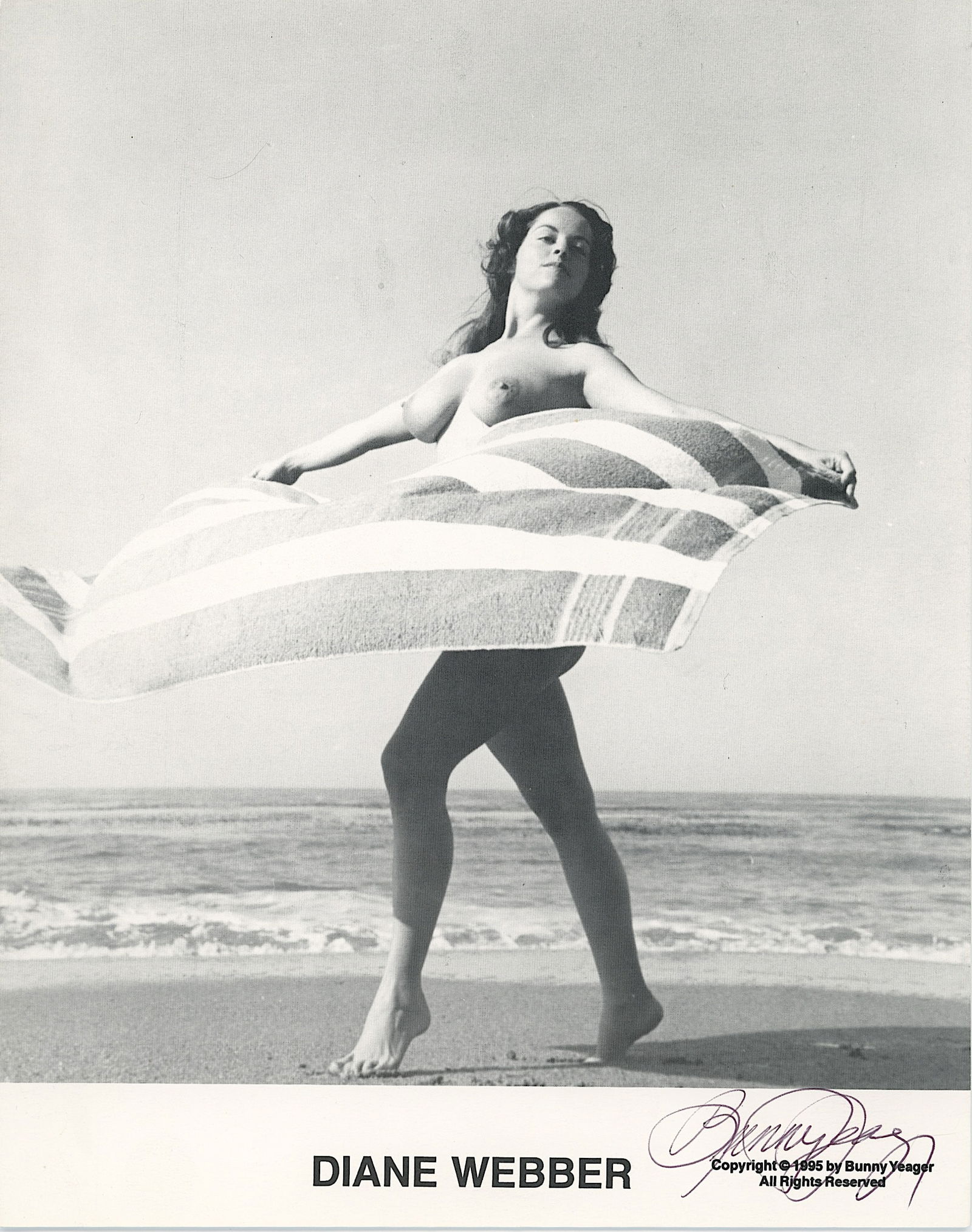 BUNNY YEAGER Vintage Pin Up Litho Model DIANA WEBBER SIGNED: This lot is consigned by a collector in RI. The provenance is from Bunny Yeager's estate/archives. Linnea Eleanor "Bunny" Yeager (March 13, 1929 - May 24, 2014) was an American photographer and pin-up