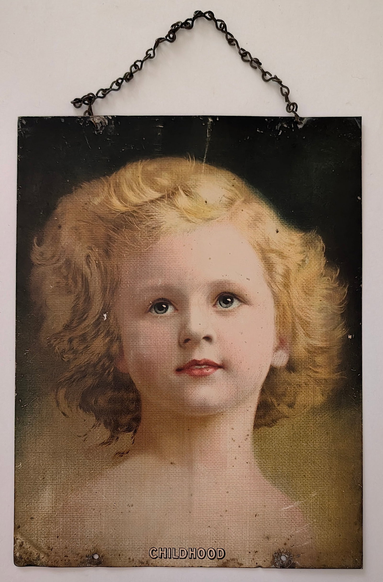 Vintage / Antique Early 20th C. Tin Metal CHILHOOD (1 of 3)