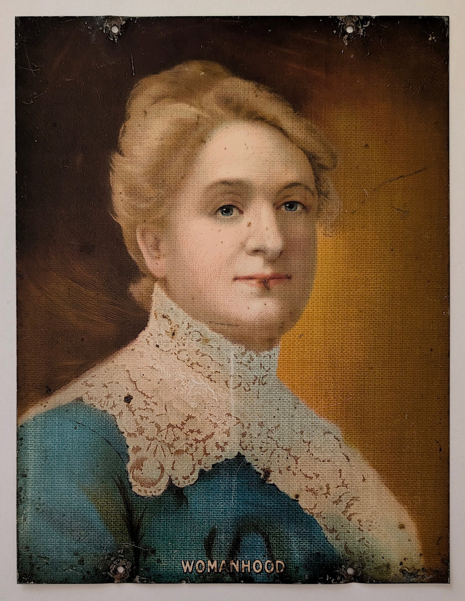 Vintage / Antique Early 20th C. Tin Metal WOMANHOOD (1 of 3)