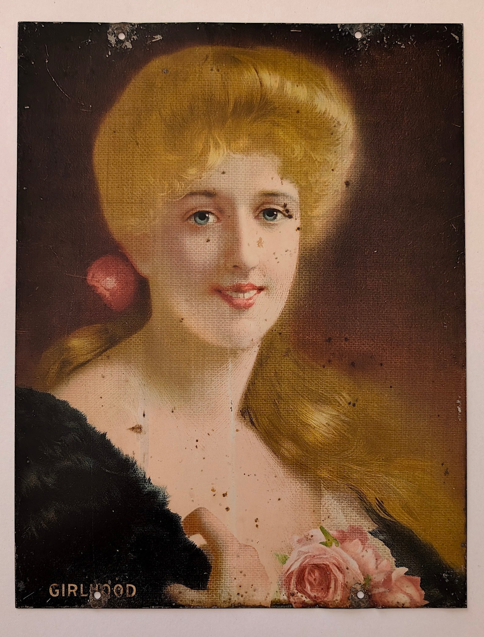 Vintage / Antique Early 20th C. Tin Metal GIRLHOOD (1 of 3)