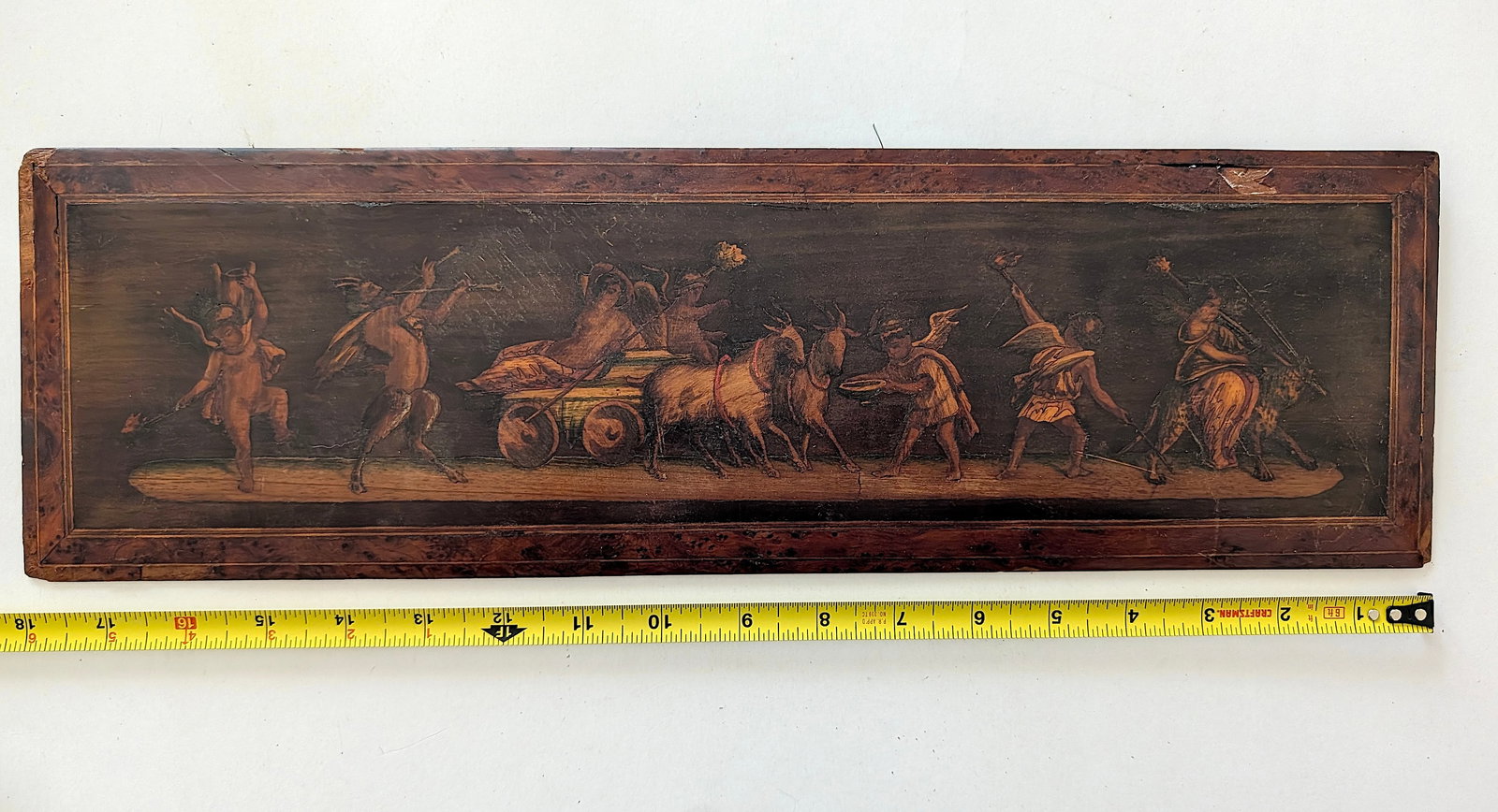 Antique Early 20th C. Wood Inlay Art Cherubs: Scarce original collectible from the inventories of Artelisted. Please, see images for dimensions. All the items purchased through Artelisted must be shipped. We no longer offer or accept local pick-u