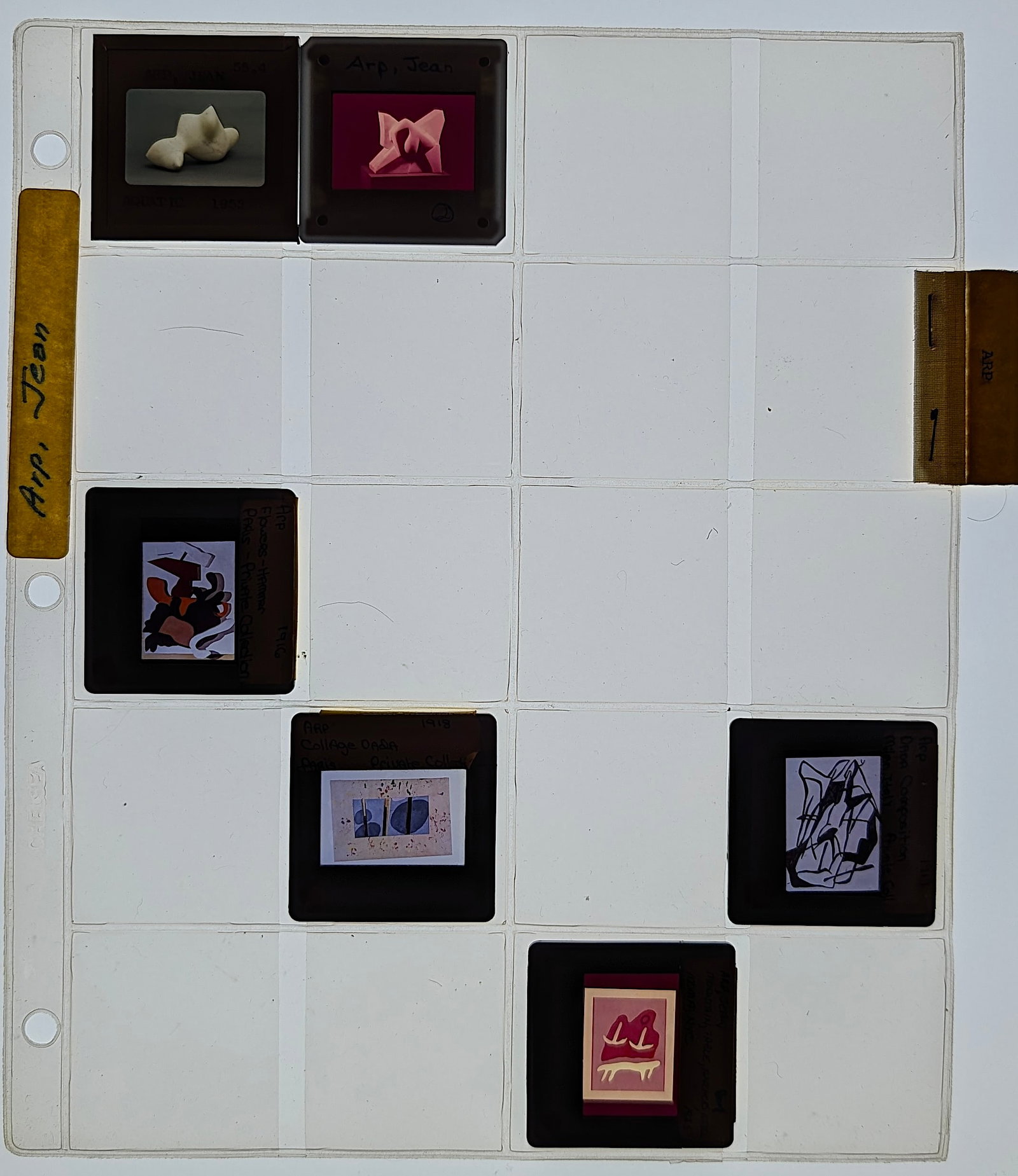 Post War Art Set of Original 20th C. Set 35mm Slides JEAN ARP: The provenance of this lot is from the estate/archives of Mr. Ira Licht (1938-2023). Mr. Licht was a former director of UM's Lowe Art Museum. He was educated in Columbia College in art history. He was