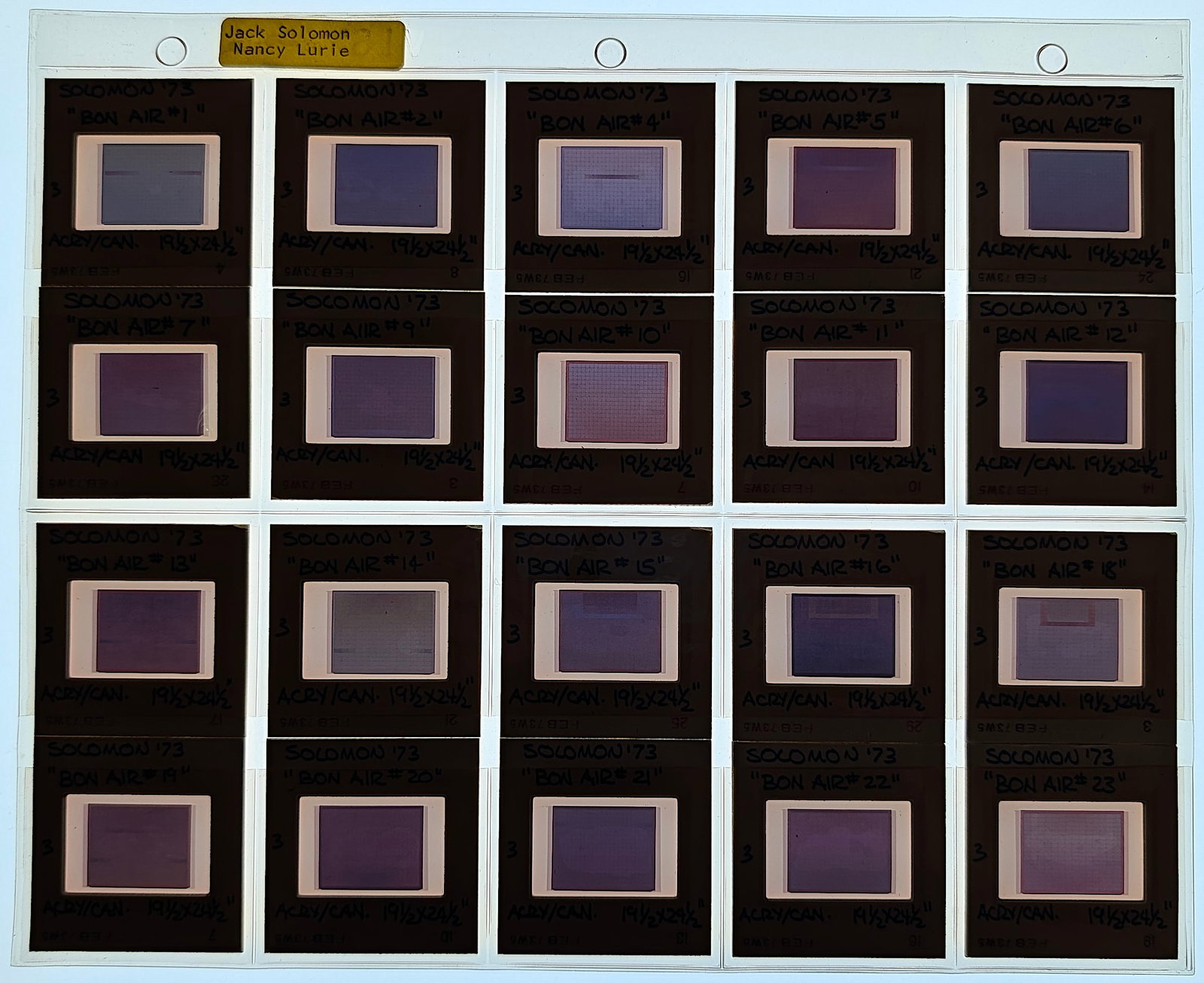 Post War Art Set of Original 20th C. Set 35mm Slides SOLOMON: The provenance of this lot is from the estate/archives of Mr. Ira Licht (1938-2023). Mr. Licht was a former director of UM's Lowe Art Museum. He was educated in Columbia College in art history. He was