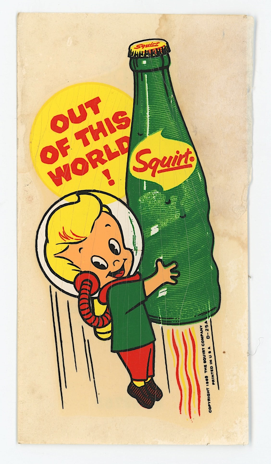 Scarce Vintage Advertisement for Squirt Soda Decal: Collectible from the inventories of Artelisted. All the items purchased through Artelisted must be shipped. We no longer offer or accept local pick-ups for any sold lots. The shipment will be made dir