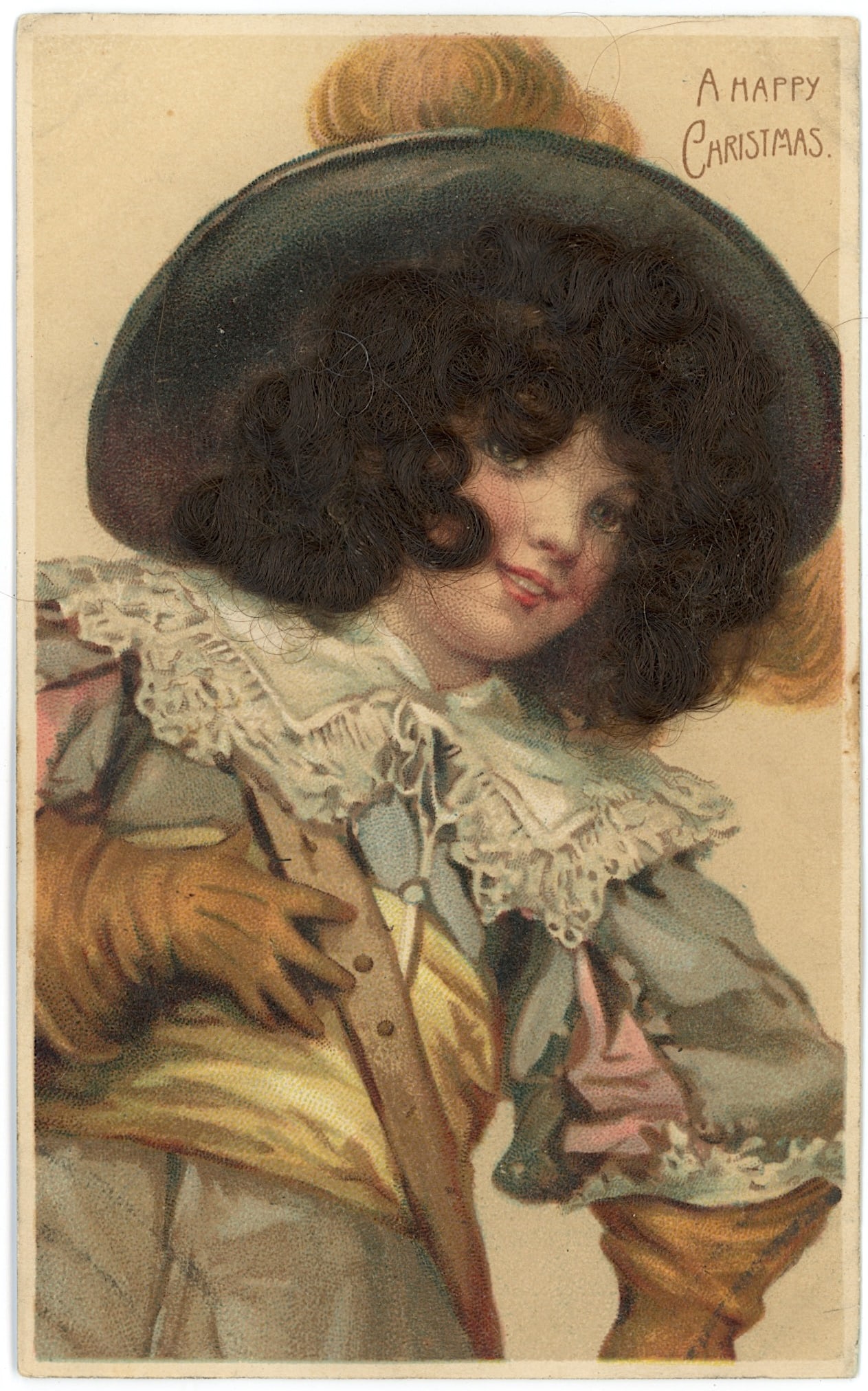 Vinatge Postcard Portrait Woman with Real Hair (1 of 2)