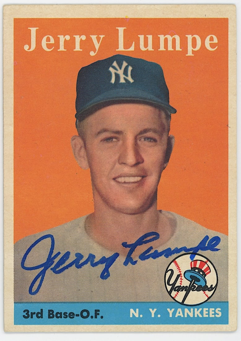 Signed 1958 Topps Baseball Card JERRY LUMPE: Collectible from the inventories of Artelisted. All the items purchased through Artelisted must be shipped. We no longer offer or accept local pick-ups for any sold lots. The shipment will be made dir