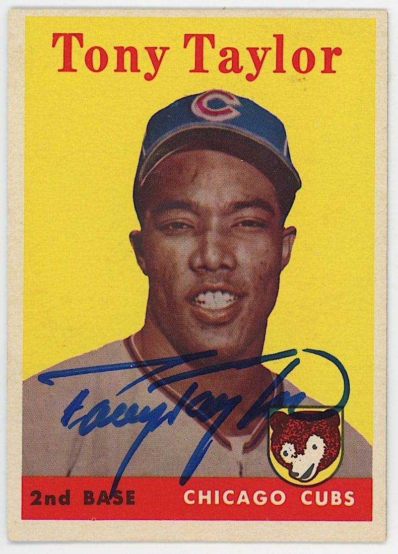 Signed 1958 Topps Baseball Card TONY TAYLOR: Collectible from the inventories of Artelisted. All the items purchased through Artelisted must be shipped. We no longer offer or accept local pick-ups for any sold lots. The shipment will be made dir