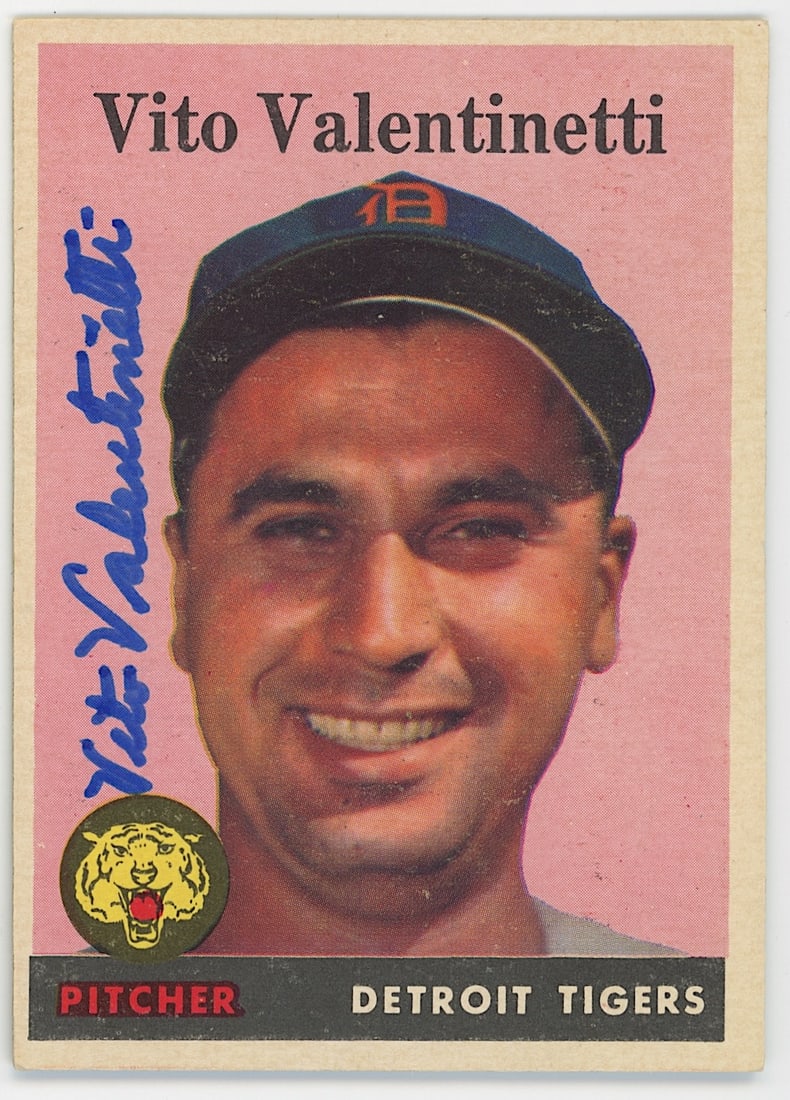 Signed 1958 Topps Baseball Card VITO VALENTINETTI: Collectible from the inventories of Artelisted. All the items purchased through Artelisted must be shipped. We no longer offer or accept local pick-ups for any sold lots. The shipment will be made dir