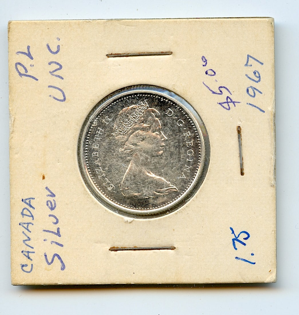 Coin Collectors 1967 Canada 25 Cents Silver (1 of 2)
