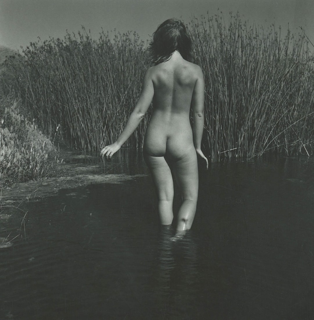 ANDRÉ DE DIENES Vintage Photo 1950s-1960s Nude Study: The provenance of this photo is from the archives of notable photographer André de Dienes. The dimensions are Approx. 2" x 2.25" (variances can occur). This black and white gelatin photo was printed