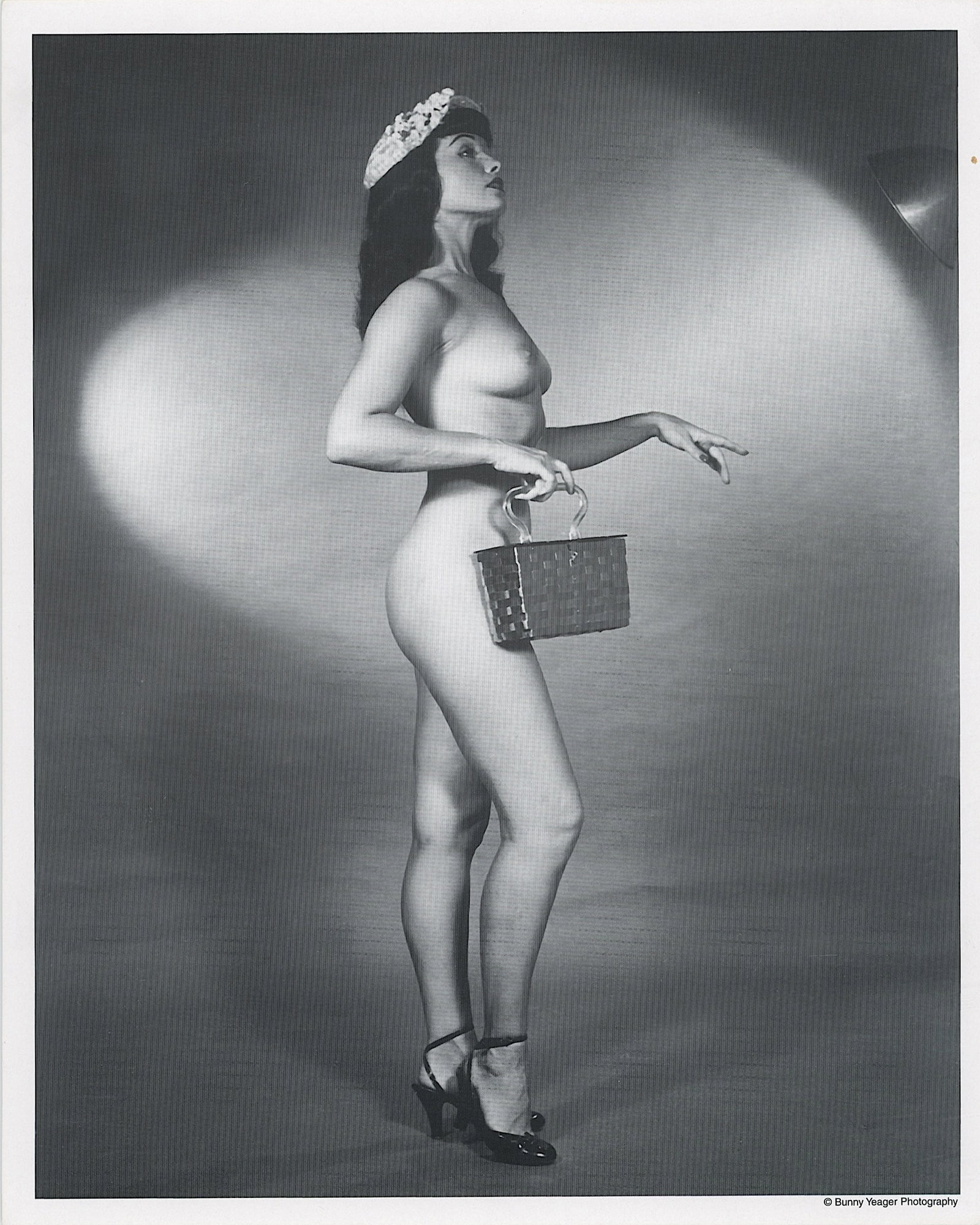 Vintage Litho Pin Up Model Bettie Page: This lot is consigned by a collector in RI. The provenance is from Bunny Yeager's estate/archives. Linnea Eleanor "Bunny" Yeager (March 13, 1929 - May 24, 2014) was an American photographer and pin-up
