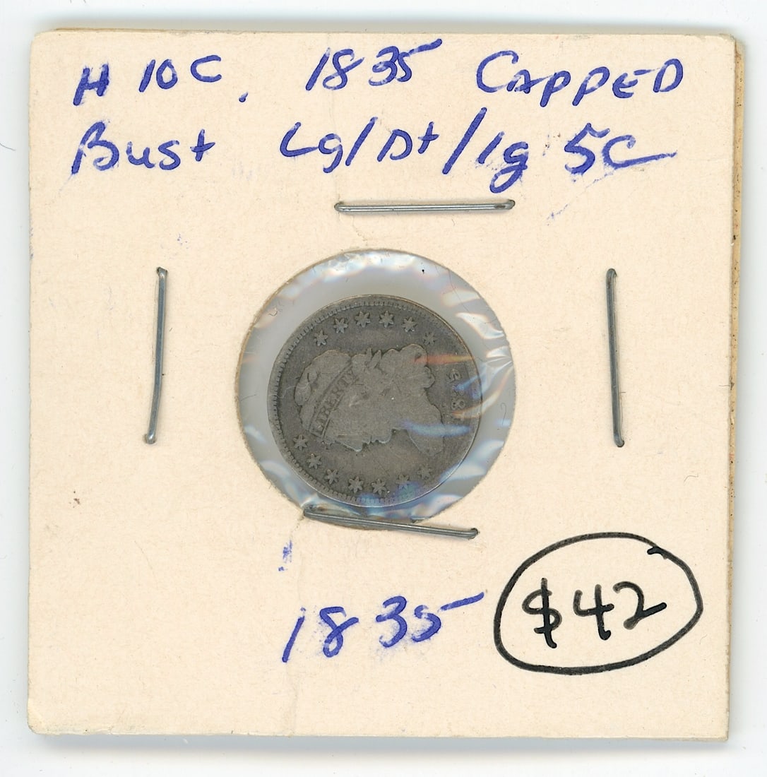 1835 Capped Bust 5 C. 1835 Scarce Coin Collectible Opp.: The provenance of this coin is from the estate of a deceased collector in South Florida THIS IS A RESERVE AUCTION, and the final price will include a Buyer?s Premium. Please, view our full terms and c