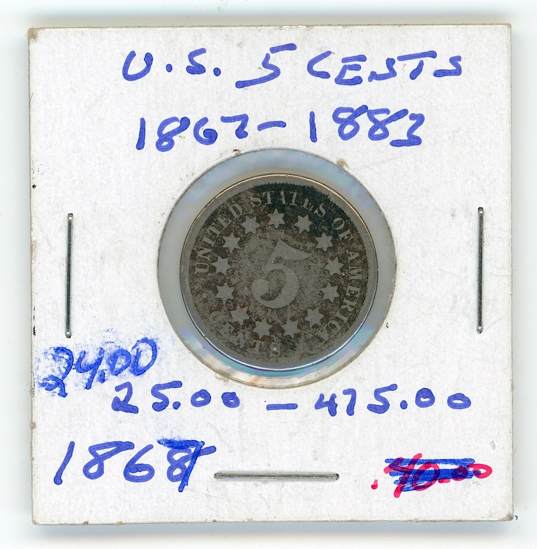 U.S.5 Cents 1882-1883 Scarce Coin Collectible Opp.: The provenance of this coin is from the estate of a deceased collector in South Florida THIS IS A RESERVE AUCTION, and the final price will include a Buyer?s Premium. Please, view our full terms and c
