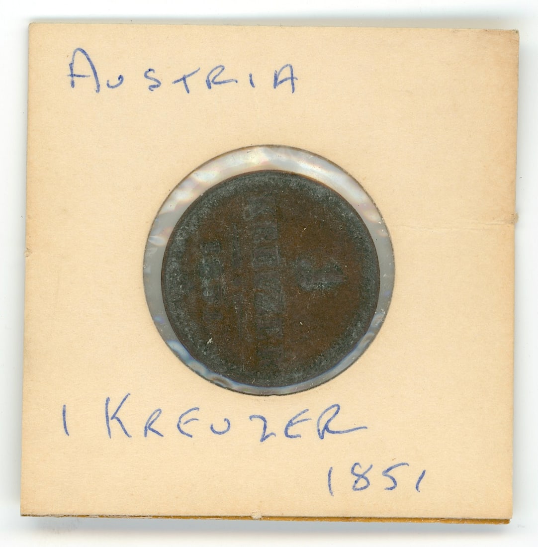 Austria 1 Kreuzer 1851 Scarce Coin Collectible Opp.: The provenance of this coin is from the estate of a deceased collector in South Florida THIS IS A RESERVE AUCTION, and the final price will include a Buyer?s Premium. Please, view our full terms and c