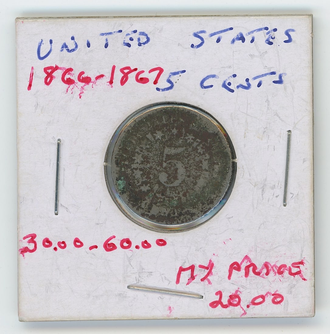 U.S. 1866-1867 5 Cents Scarce Coin Collectible Opp.: The provenance of this coin is from the estate of a deceased collector in South Florida THIS IS A RESERVE AUCTION, and the final price will include a Buyer?s Premium. Please, view our full terms and c