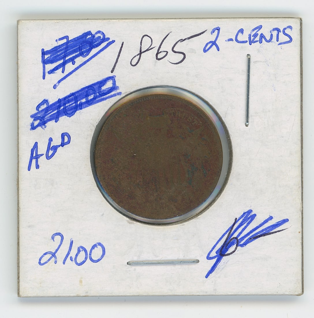 U.S. 2 Cents 1865 Scarce Coin Collectible Opp.: The provenance of this coin is from the estate of a deceased collector in South Florida THIS IS A RESERVE AUCTION, and the final price will include a Buyer?s Premium. Please, view our full terms and c