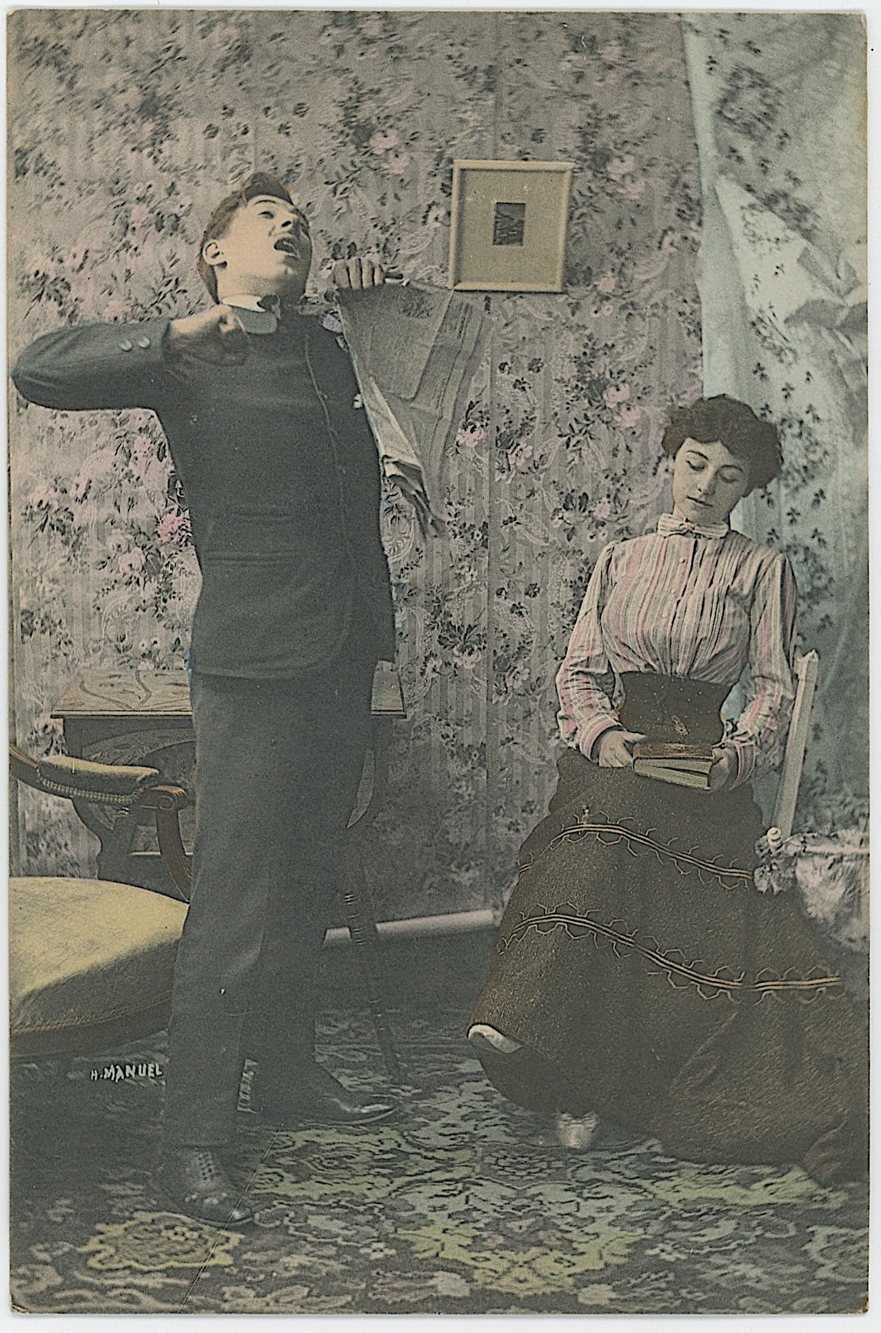 Vintage Rare Ephemera Collectors Opp. Couple: The provenance of this item is the forgotten (for many years) inventories of Artelisted. Most of these findings are vintage postcards and/or tradecards. The regular size of a postcard/tradecard is app