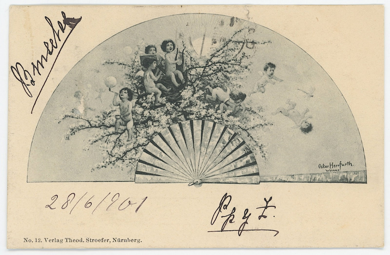 Vintage Rare Ephemera Collectors Opp. Oskar Herrfurth: The provenance of this item is the forgotten (for many years) inventories of Artelisted. Most of these findings are vintage postcards and/or tradecards. The regular size of a postcard/tradecard is app