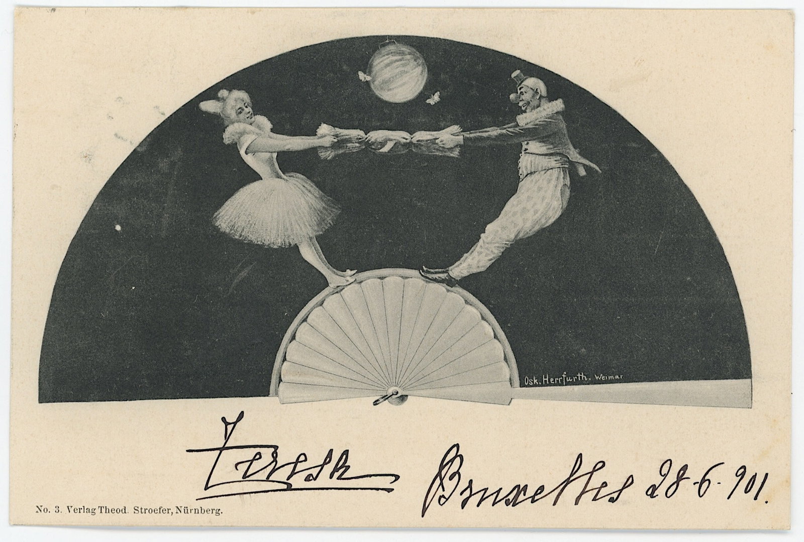 Vintage Rare Ephemera Collectors Opp. Oskar Herrfurth: The provenance of this item is the forgotten (for many years) inventories of Artelisted. Most of these findings are vintage postcards and/or tradecards. The regular size of a postcard/tradecard is app
