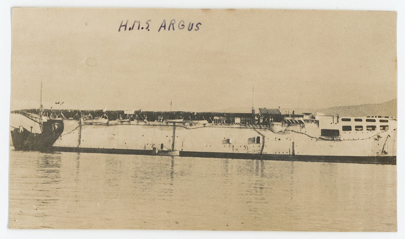 Vintage Scarce Original Photo Military H.M.S. Argus: The provenance of this item is the forgotten (for many years) inventories of Artelisted. The dimensions are Approx. 2.5" x 4.25". THIS IS A RESERVE AUCTION, and the final price will include a Buyer?s 