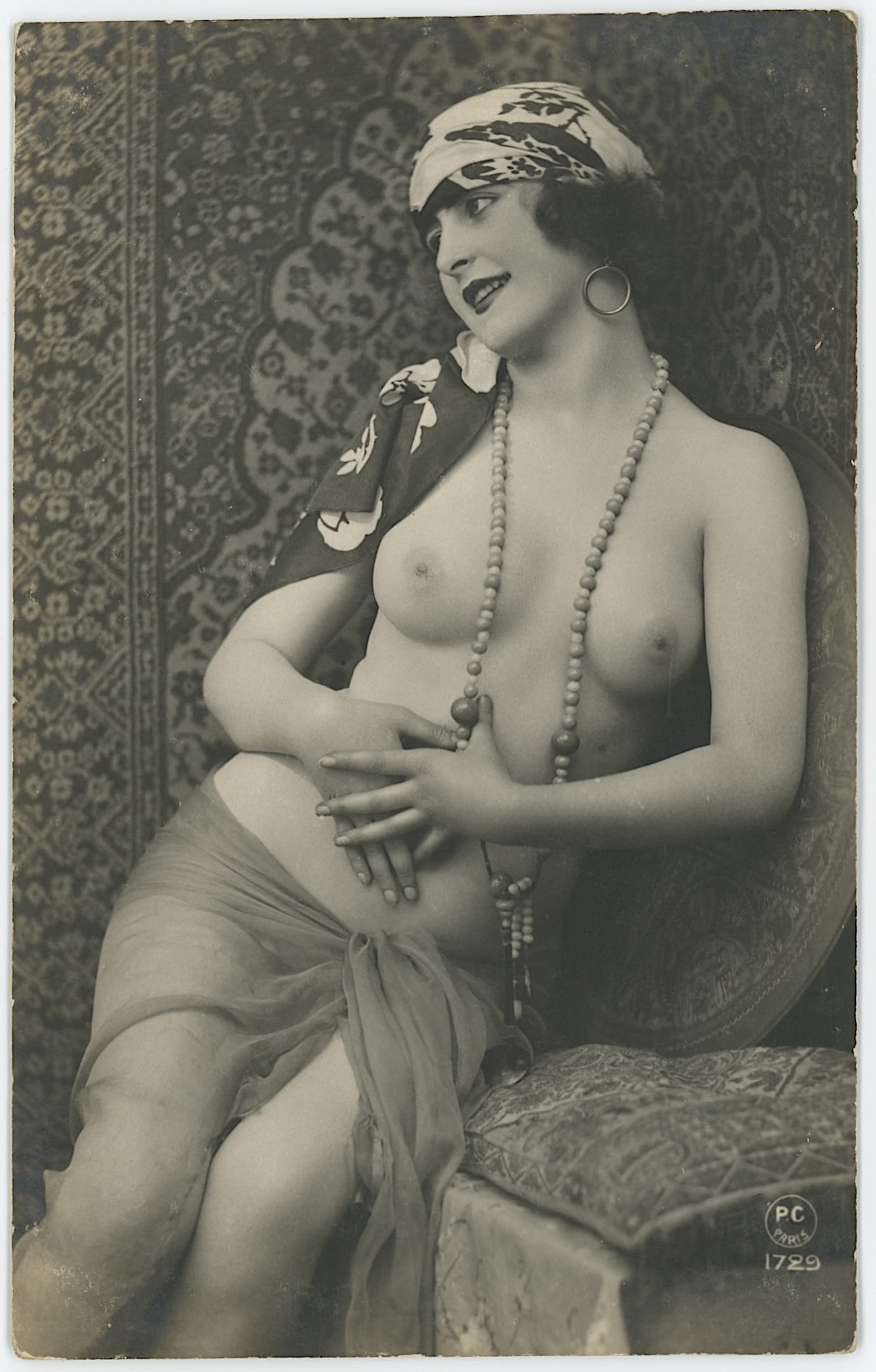 Antique Scarce Original 1910s RPPC Nude Girl Paris (1 of 2)