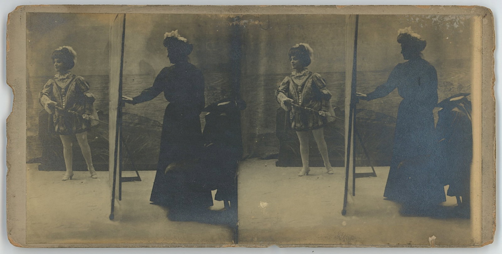Antique Scarce Real Photo Theatre Play: The provenance of this item is the forgotten (for many years) inventories of Artelisted. The stereoviews constitute wonderful testimonies of past time that tend to be unique. They were highly selected