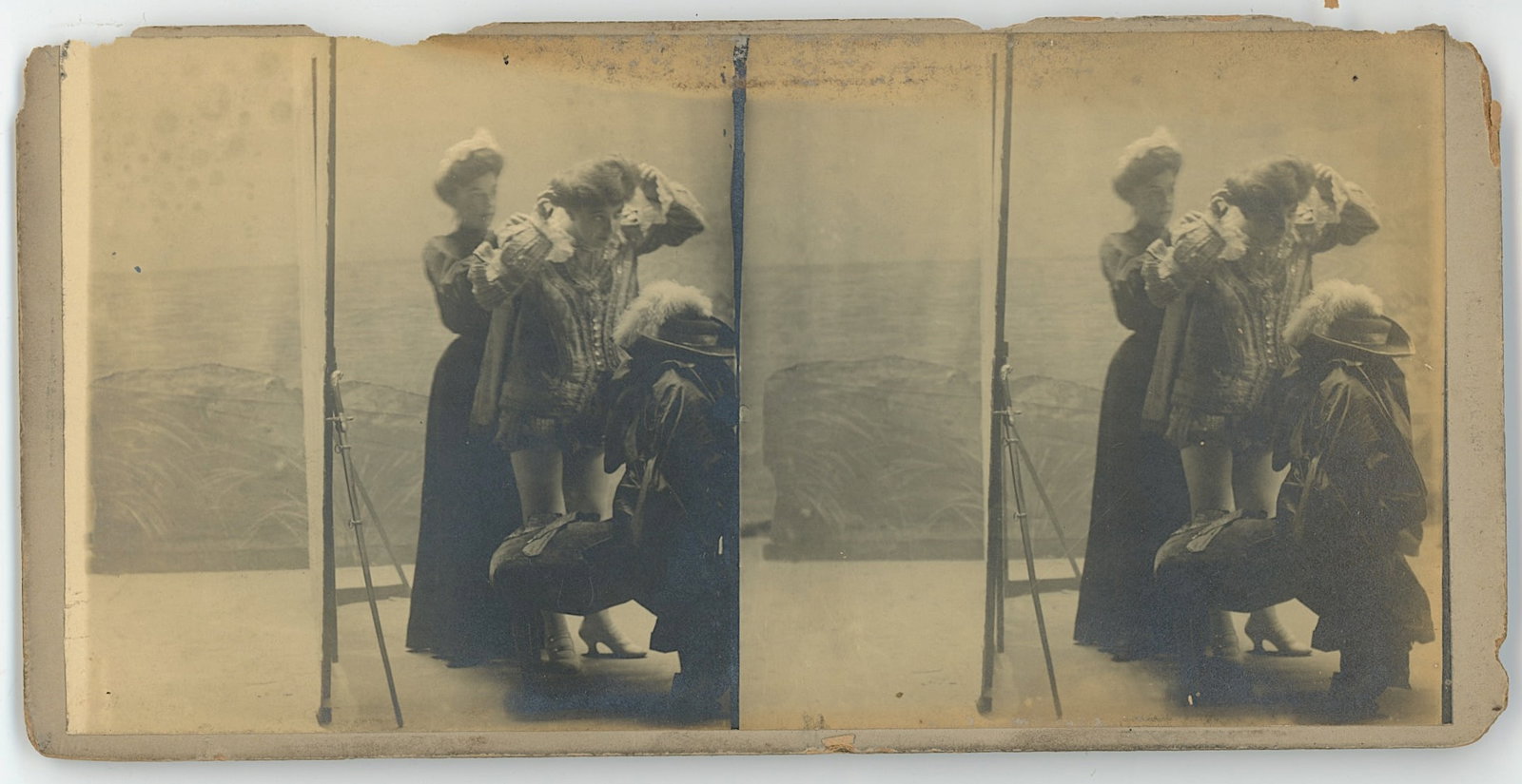 Antique Scarce Real Photo Theatre Play: The provenance of this item is the forgotten (for many years) inventories of Artelisted. The stereoviews constitute wonderful testimonies of past time that tend to be unique. They were highly selected