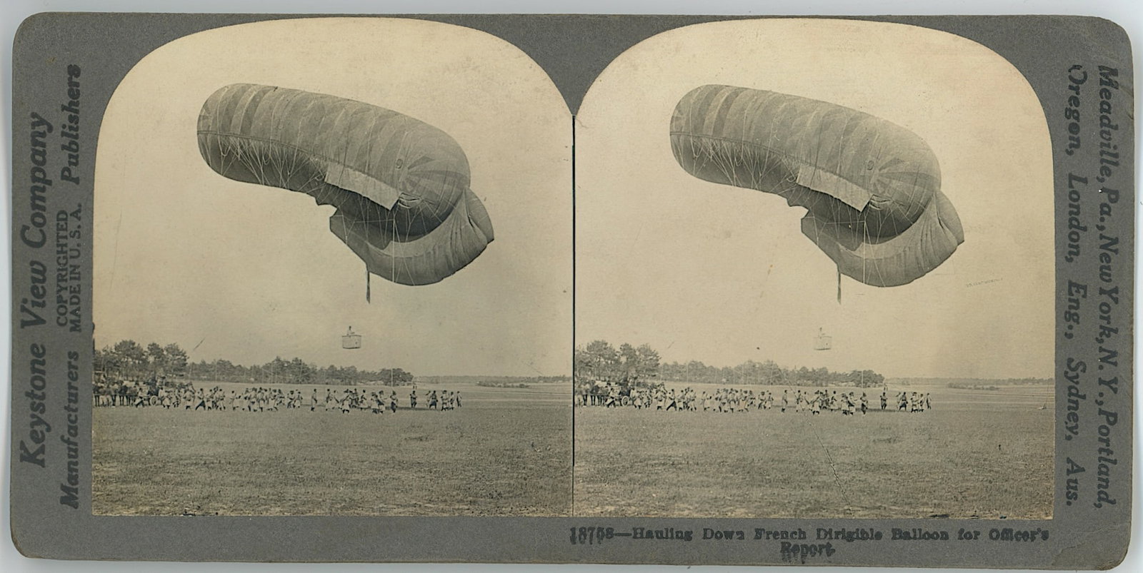 Antique Scarce Real Photo Dirigible Balloon: The provenance of this item is the forgotten (for many years) inventories of Artelisted. The stereoviews constitute wonderful testimonies of past time that tend to be unique. They were highly selected