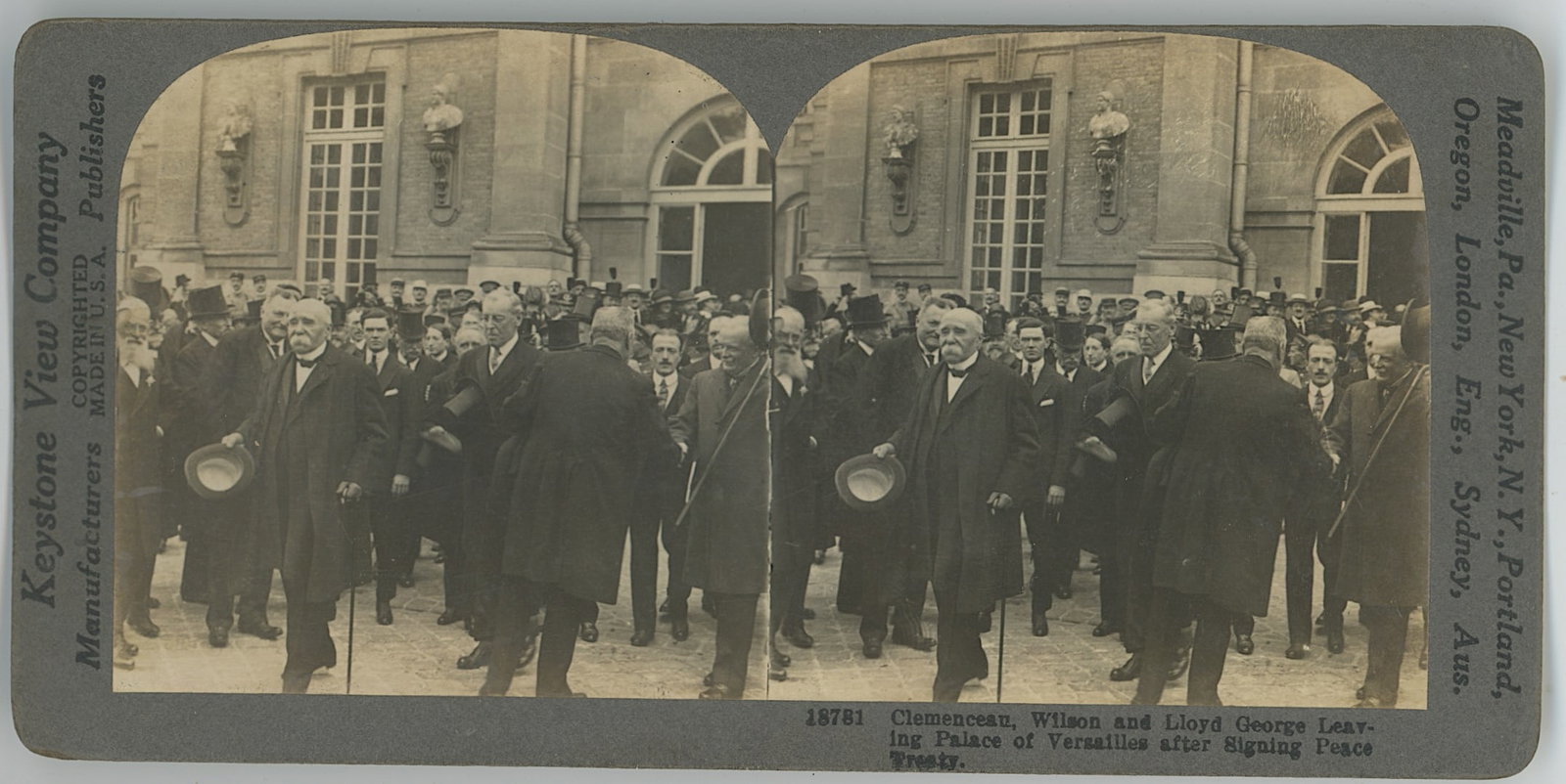 Antique Scarce Real Photo Clemenceau After Signing Peace: The provenance of this item is the forgotten (for many years) inventories of Artelisted. The stereoviews constitute wonderful testimonies of past time that tend to be unique. They were highly selected