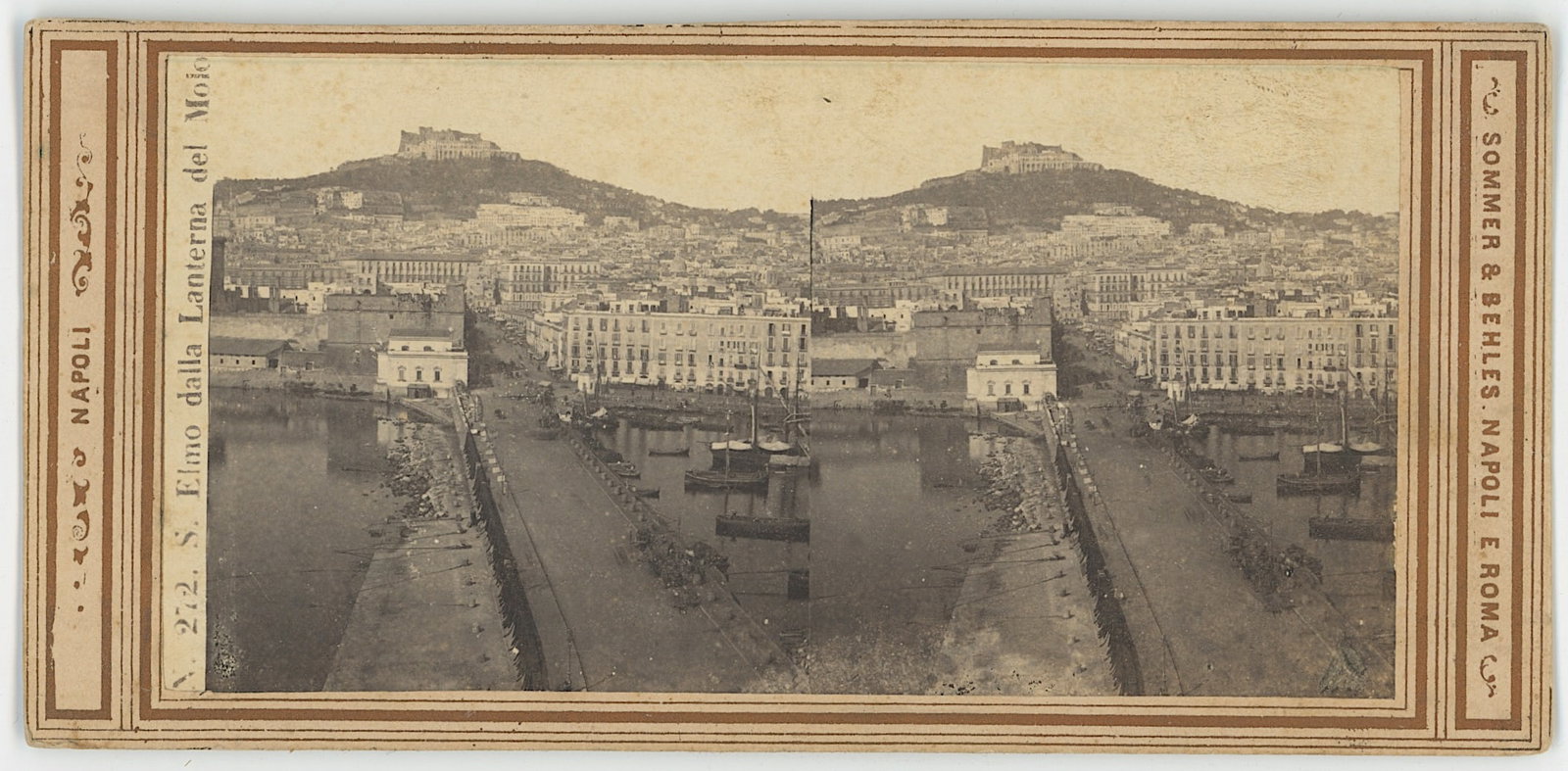 Antique Scarce Real Photo Napoli View: The provenance of this item is the forgotten (for many years) inventories of Artelisted. The stereoviews constitute wonderful testimonies of past time that tend to be unique. They were highly selected