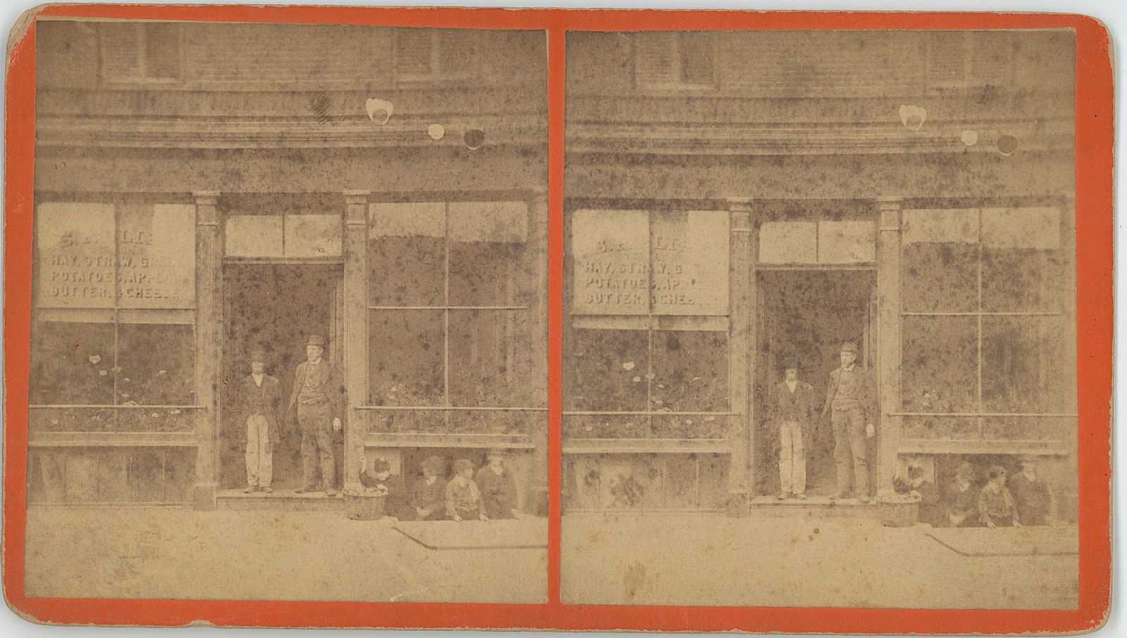Antique Scarce Real Photo N.Y. Store Front: The provenance of this item is the forgotten (for many years) inventories of Artelisted. The stereoviews constitute wonderful testimonies of past time that tend to be unique. They were highly selected