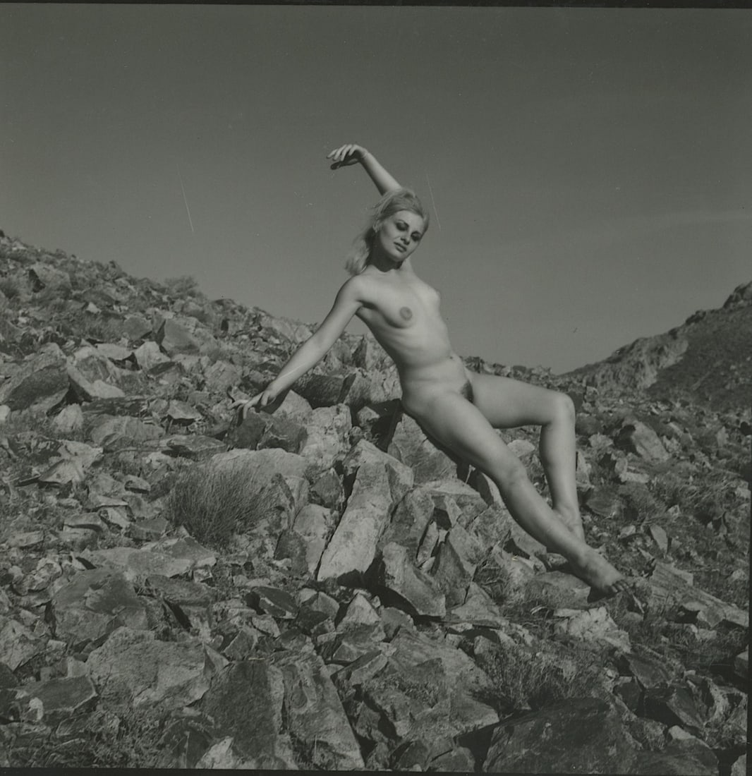 ANDR? DE DIENES Vintage Photo 1950s-1960s Nude Study: The provenance of this photo is from the archives of notable photographer Andr? de Dienes. The dimensions are Approx. 2" x 2.25" (variances can occur). This black and white gelatin photo was printed i