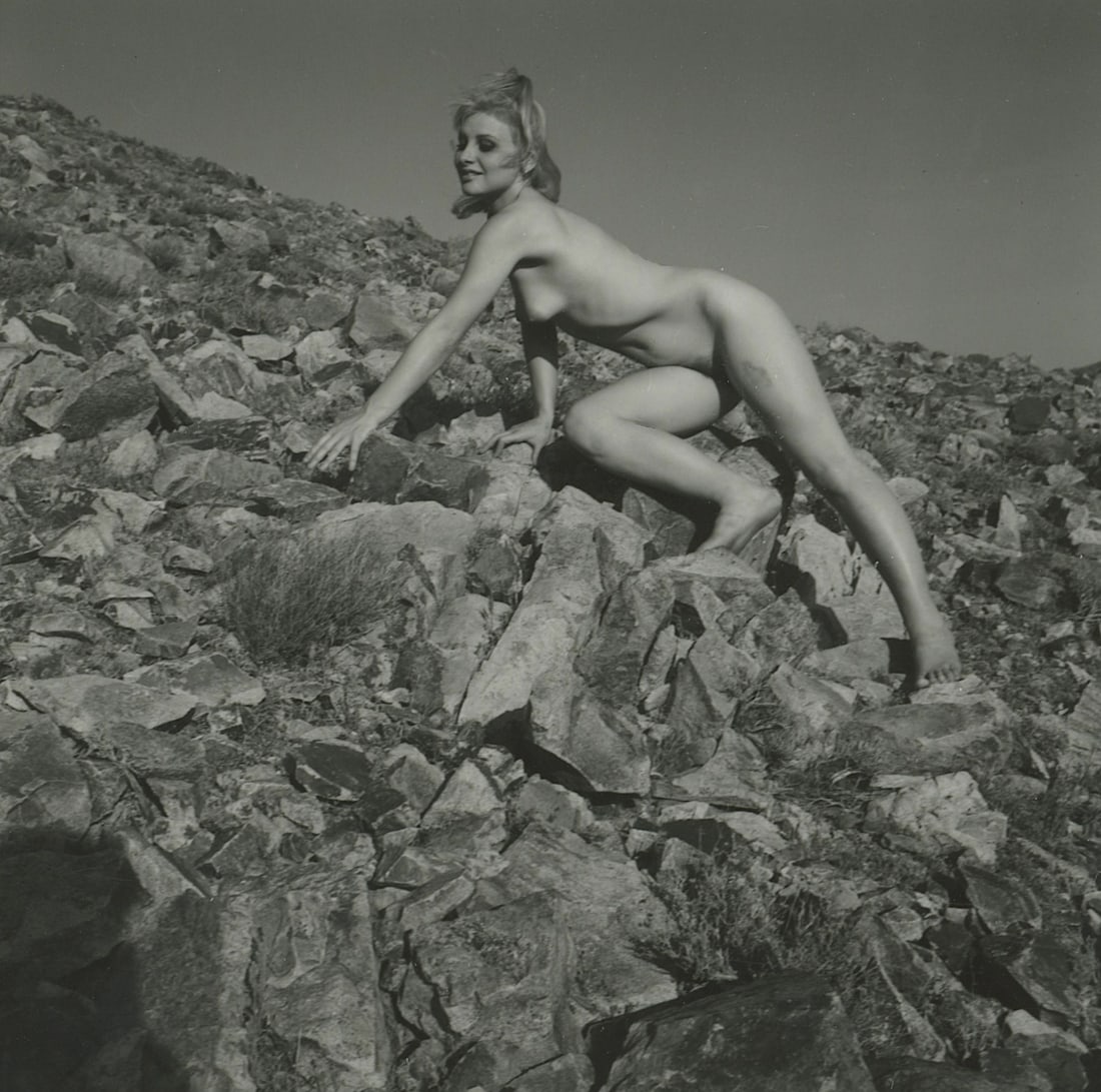 ANDR? DE DIENES Vintage Photo 1950s-1960s Nude Study: The provenance of this photo is from the archives of notable photographer Andr? de Dienes. The dimensions are Approx. 2" x 2.25" (variances can occur). This black and white gelatin photo was printed i