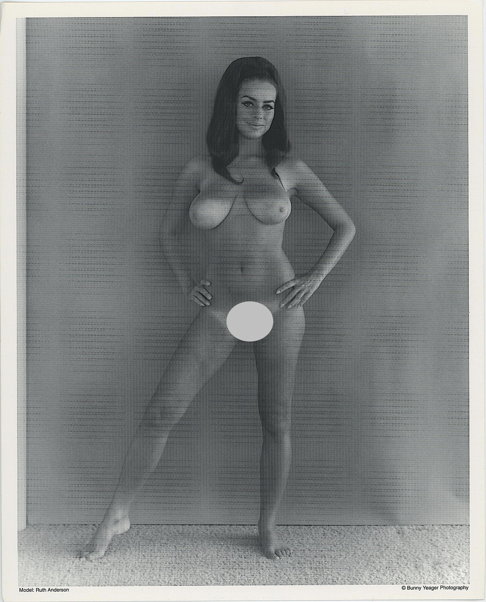 BUNNY YEAGER Vintage Pin Up Litho Model RUTH ANDERSON: This lot is consigned by a collector in RI. The provenance is from Bunny Yeager's estate/archives. Linnea Eleanor "Bunny" Yeager (March 13, 1929 - May 24, 2014) was an American photographer and pin-up