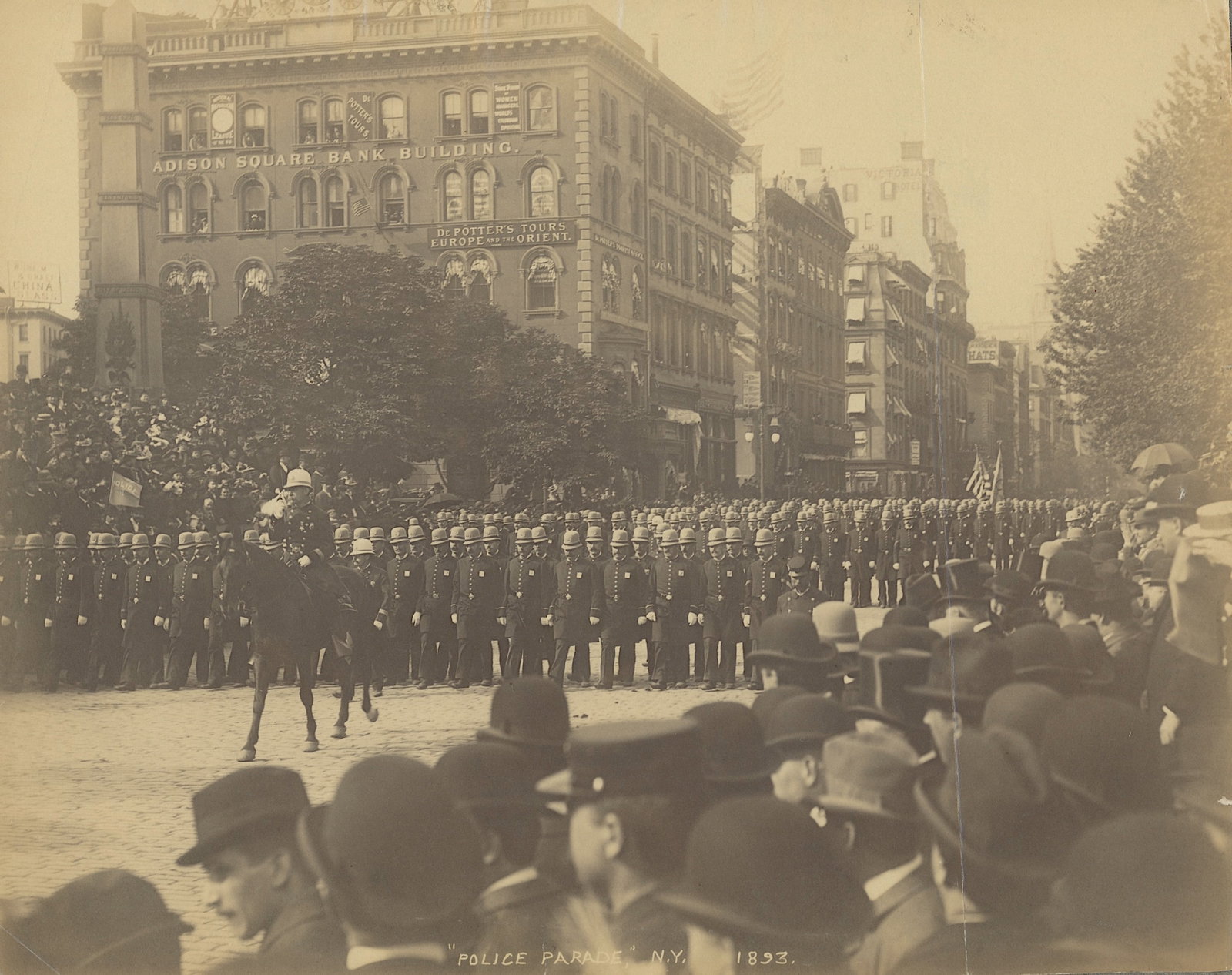 Antique Cabinet Photo 1893 POLICE PARADE IN NYC (1 of 3)