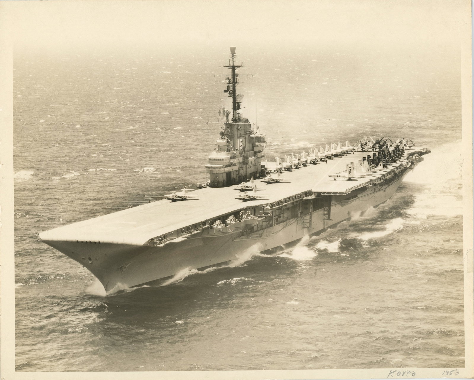 Vintage Historical Scarce Photo USS AIRCRAFT CARRIER KOREA WAR (1 of 1)