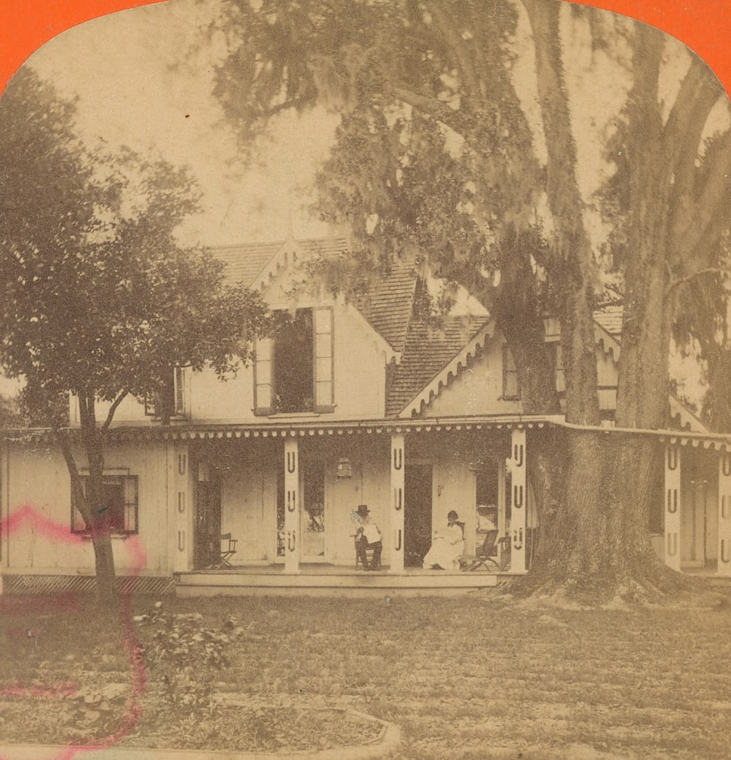 Antique Real Photo Stereoview Photo Mandarin, FL: The provenance of this item is the forgotten (for many years) inventories of Artelisted. The stereoviews constitute wonderful testimonies of past time that tend to be unique. They were highly selected